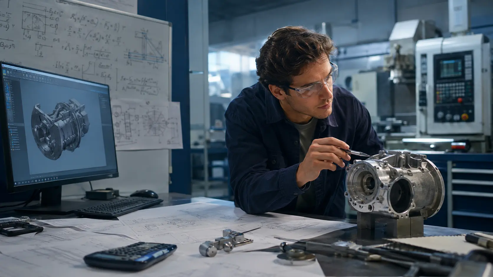 Engineering student connecting classroom theory with practical mechanical-engineering work.