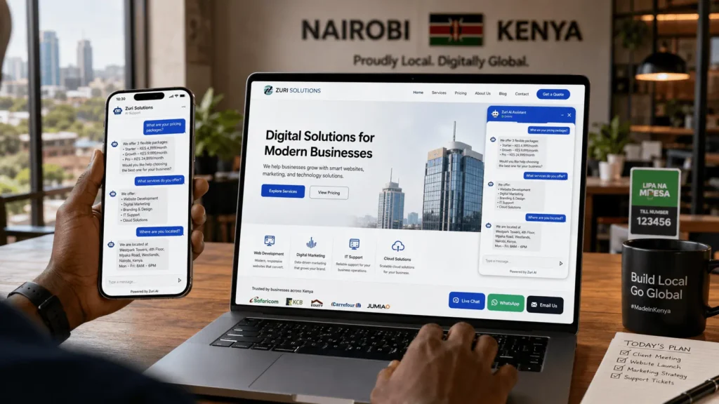 AI chatbot assisting customers on a business website in real time