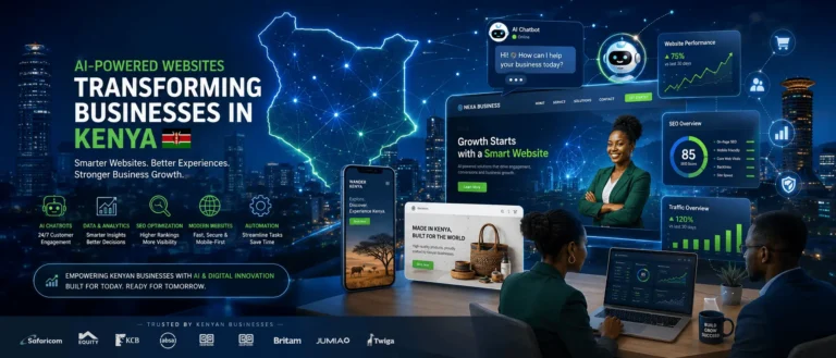 AI-powered website concept showing Kenyan business transformation with automation, SEO, and customer experience
