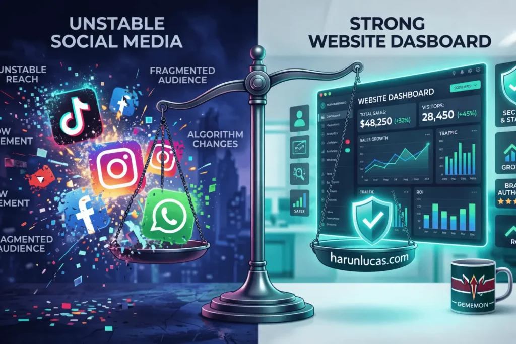 Comparison between unstable social media and stable professional business website
