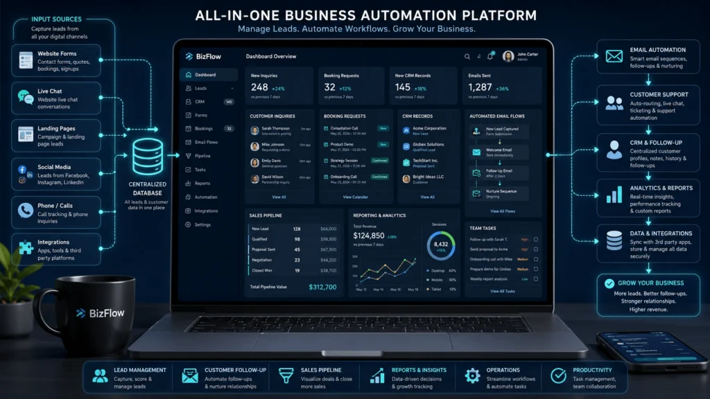 Digital platform automation dashboard for business growth