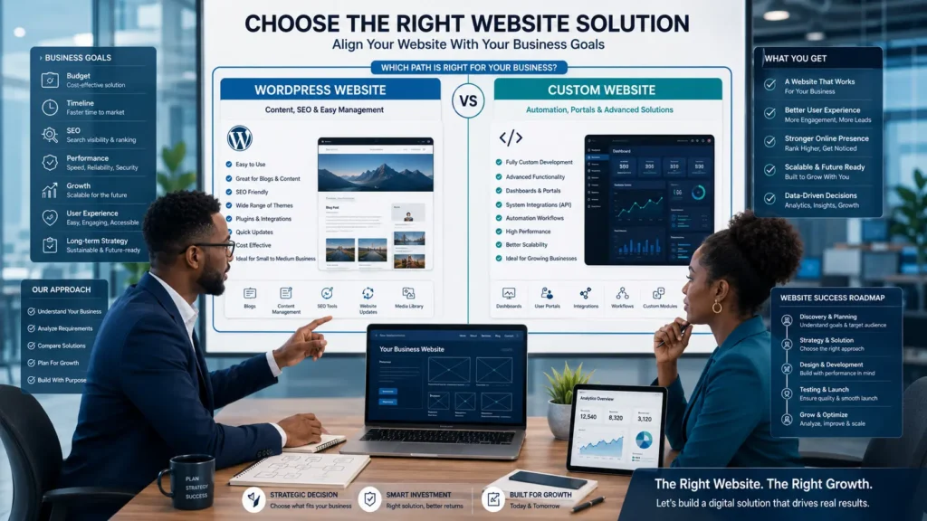 WordPress vs custom websites decision strategy for business