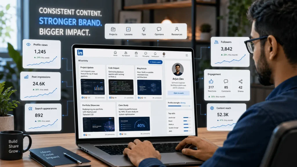 LinkedIn content strategy for tech career growth