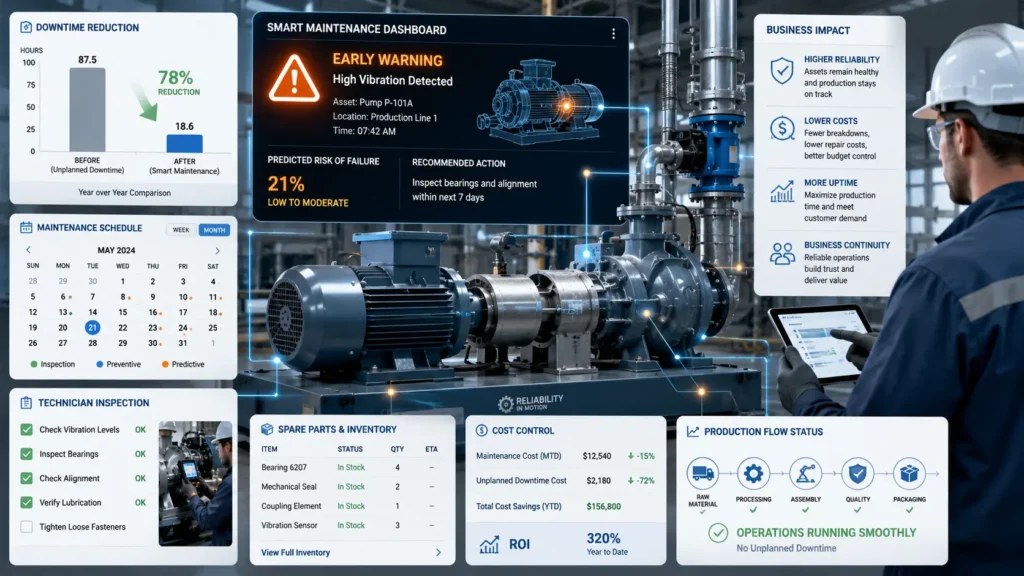 Equipment reliability reducing unplanned downtime